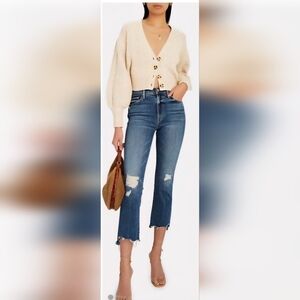 $248 MOTHER The Insider Crop Step Chew Jeans Dancing on Coals  Wash Size 25